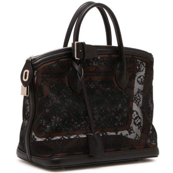Louis Vuitton Transparency Lockit Monogram Black Leather Tote Bag Handbag - Picture 1 of 6